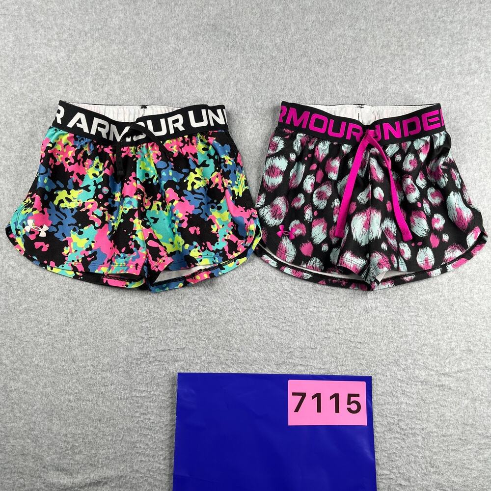 Youth Girls Under Armour Active Gym Shorts Casual Classic Youth Small - 2 Pair